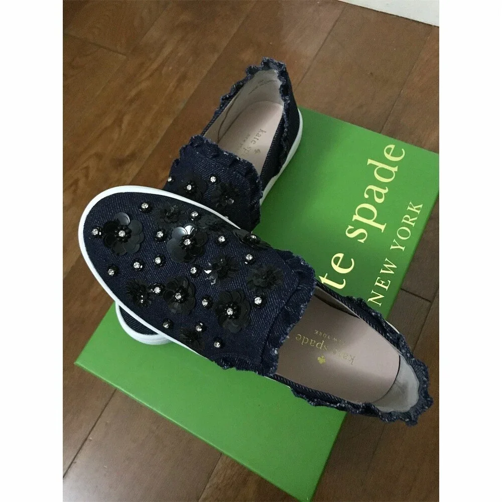 Kate Spade New York Louise Womens Slip-On Sneakers Floral Embellished Size 6